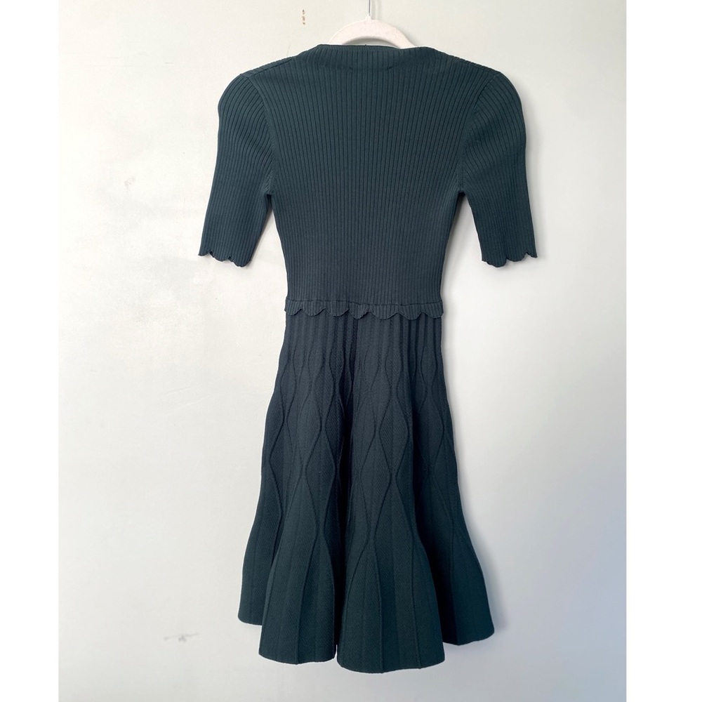 SANDRO Pie Green Knit Fit and Flare Dress SM-MED - Picture 5 of 7